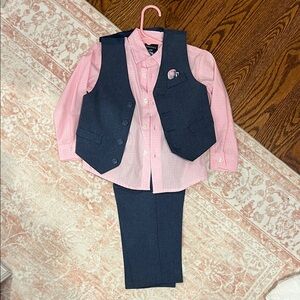 Nautica Pink Checkered Shirt with Navy Vest